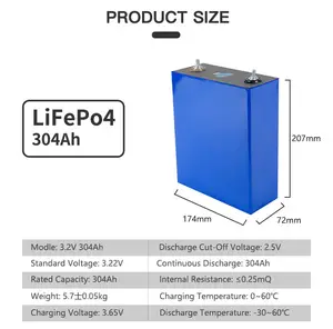 6000 ciclos Lifepo4 célula 3.2V 280Ah 304Ah 340Ah Li-ion bateria DIY 12V 24V 48V Solar Energy Storage System