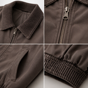 <b>Men's</b> Cotton Canvas <b>Overcoat</b> Washed Vintage Work Coat Turn-down Collar Covered Button Casual Breathable Thick Genuine Leather - Product Image 3