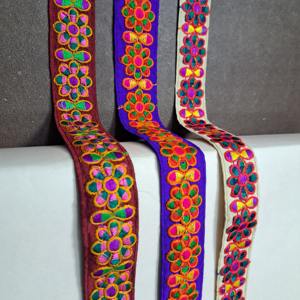 Premium fantaisie fil broderie dentelle garniture longue durée qualité pour mariée Lehenga Blouse décoration accessoires de mode - Product Image 3