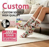 Chaussettes pour femmes avec logo personnalisé, motif imprimé, respirantes, en coton peigné, chaussettes à motif pour cadeau