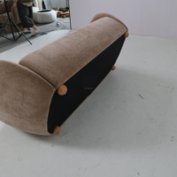 Sofá Cama de 2 Plazas Redondeado de Estilo Nórdico Minimalista, Sofá de Chenilla Suave con Patas de Madera para Hogar, Hotel, Hospital y Salas de Espera