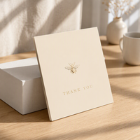 Carte de remerciement en feuille d'or, carte de vœux florale gaufrée, papeterie élégante en papier crème pour emballage cadeau de mariage, boutique