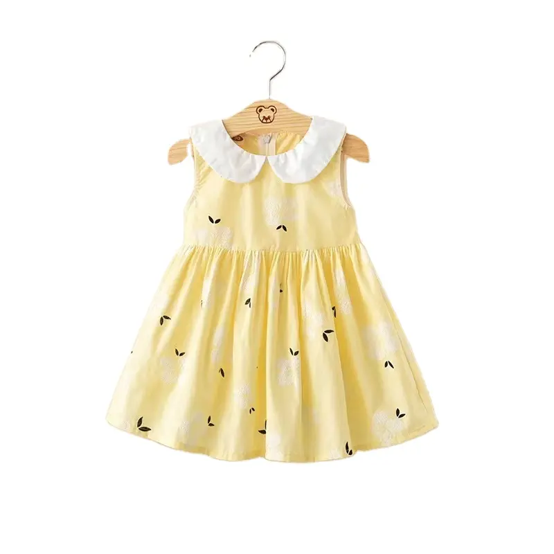 Bebek kız elbise kolsuz pamuk çiçek elbise çocuk giyim yaz prenses kolsuz elbise çocuklar kızlar için