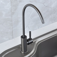 Robinet de cuisine gris bronze brossé, luxe discret, pour eau froide uniquement, 1/4 pouce, pour évier de table basse, compatible purificateur d'eau potable