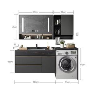 Mobile da Bagno Moderno di Lusso <span class=keywords><strong>con</strong></span> Piano in Marmo <span class=keywords><strong>Lavatrice</strong></span> e <span class=keywords><strong>Lavatoio</strong></span> per Hotel Resistente all'Acqua Facile da Pulire - Product Image 6