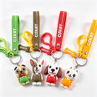 Porte-clés en PVC souple 3D écologiques en gros, motifs animaux mignons, en acier inoxydable, avec logo personnalisé et impression UV pour cadeaux promotionnels