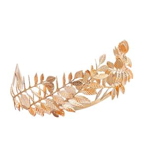 <span class=keywords><strong>Couronne</strong></span> de mariée transfrontalière <span class=keywords><strong>pour</strong></span> femme, style baroque européen et américain, avec feuilles dorées et <span class=keywords><strong>fleurs</strong></span>, peigne à <span class=keywords><strong>cheveux</strong></span> à branches et bandeau - Product Image 5