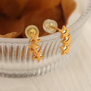 Boucles d'oreilles étoile plaquées or 18 carats en acier inoxydable, bijoux tendance pour femme, cadeau EH758G - Product Image 2
