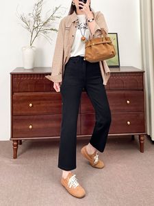 <span class=keywords><strong>Jean</strong></span> droit en denim Y2K pour femme, noir uni, orné de strass en forme de cœur, 100 % coton, formel - Product Image 2