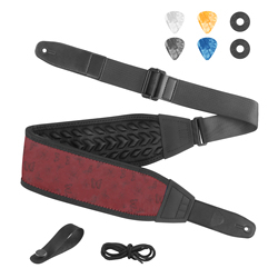 Sangle de guitare rembourrée de qualité supérieure avec coussin en mousse haute densité 3D, tissage jacquard en polyester durable, réglable et antidérapante pour une utilisation durable - Product Image 2