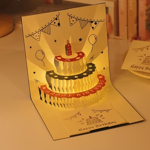 Impression de papier de chant de musique 3D bleu fantaisie <span class=keywords><strong>carte</strong></span> de voeux de joyeux anniversaire avec lumière de musique - Product Image 5