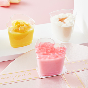 Bols jetables MingYu pour <span class=keywords><strong>desserts</strong></span> 150 ml <span class=keywords><strong>Mousse</strong></span> de tasse en plastique unique en forme de coeur