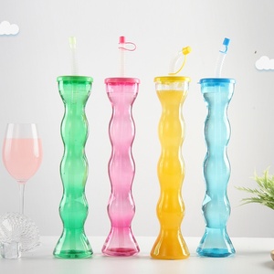 <b>Plastic</b> Frozen Daiquiri Yard <b>Glass</b> Cup 350ml 500ml Slushie Drinkware With Straw Custom Logo Wholesale - Product Image 2