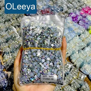 OLeeya Vente en gros Strass thermocollants couleur AB de haute qualité SS16 SS20, Strass en cristal Hotfix pour robes, nœuds et vêtements - Product Image 1