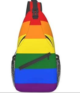 Rainbow Seven Stripe Design Sling Bag Gay Proud Cross Chest Bag Sling Backpack Fashion Hiking Daypack Unisex Chest Shoulder Bag