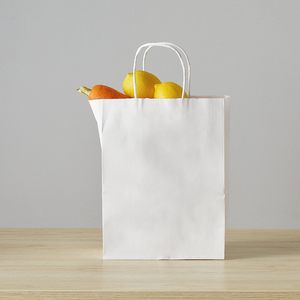 Bolsas de <span class=keywords><strong>Regalo</strong></span> de Papel Blanco KM de 4.72*2.36*5.91 Pulgadas, Bolsas de Papel Kraft con Asas para Pequeñas Empresas, Cumpleaños, Bodas, Fiestas - Product Image 1