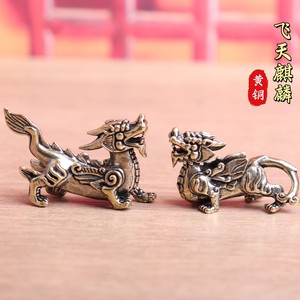 Figurines miniatures <span class=keywords><strong>en</strong></span> cuivre de bestioles mythiques chinoises Pixiu, ornements <span class=keywords><strong>en</strong></span> laiton, animaux porte-bonheur Qi <span class=keywords><strong>Lin</strong></span>, décorations de bureau - Product Image 1