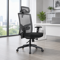 Chaise de bureau moderne de luxe en tissu, accoudoirs réglables, hauteur réglable, dossier ergonomique en maille, base pivotante en aluminium, inclinable, pour salle à manger
