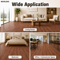 Plancher SPC MORLENX en grain de bois rouge brun, imperméable, résistant aux rayures, à noyau rigide, système de clic, pour projets hôteliers et de villas