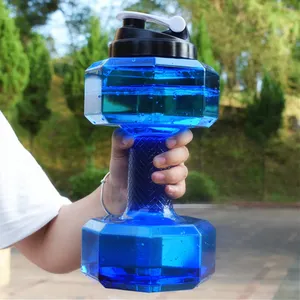 550ml 1500ml Wide Mouth PETG Plastic Dumbbell Shape Fitness Sport Water Bottles 2.2L 2.6L With Custom Logo