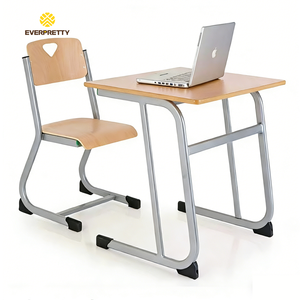 Muebles Escolares al por Mayor, Conjunto <span class=keywords><strong>de</strong></span> Silla y Escritorio Individual Fijo <span class=keywords><strong>de</strong></span> Metal para Aula, Moderno y Duradero, Garantía <span class=keywords><strong>de</strong></span> 5 Años - Product Image 2