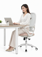 Chaise de bureau ergonomique moderne en tissu et maille rose pour salle de réunion