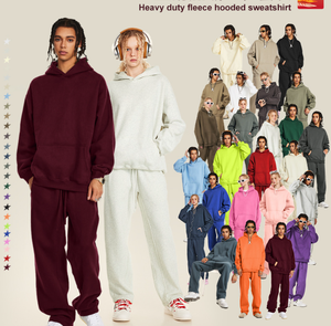 Winter Casual Heavy Duty Fleece Hooded Oversized Unisex Sweatshirt <b>Suit</b> - Product Image 2