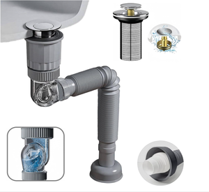 Kit <span class=keywords><strong>Scarico</strong></span> Lavabo Migliorato - <span class=keywords><strong>Tubo</strong></span> di <span class=keywords><strong>Scarico</strong></span> Pop-up con Filtro per Lavelli da Cucina e Bagno con Fori da 1-1/4" e 1-1/2" - Product Image 1