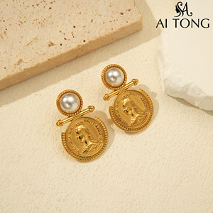 ชุดสร้อยคอและต่างหูสแตนเลสสตีล 18K แบบกันน้ำ ลายสมอเรือวินเทจแบบใหม่ สไตล์ฝรั่งเศส แบบซ้อนได้ เหมาะสำหรับใส่ในโอกาสทางธุรกิจ - Product Image 2