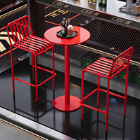 Table haute en fer de style industriel, terrasses extérieures, cafés en plein air, salons de thé, ensembles de tables et de chaises de bar créatives, balcons