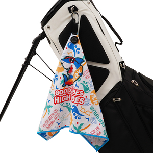 Toalla Deportiva con Estampado Colorido, Entrega Rápida, Toallas de Golf de Microfibra Tipo Waffle, Toallas de Golf con Hebilla Magnética, OEM - Product Image 4
