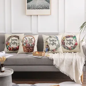 Sarung Bantal Motif Klasik Pesanan Khusus Sarung Bantal Gambar Kelinci Telur Paskah Bahagia Sarung Bantal Lempar Penutup Bantal Paskah