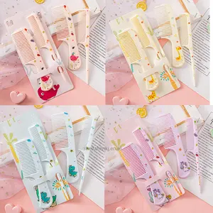 Cute Kids Hairdressing Comb Anti-static Pointed Tail Comb for Girls Whale Dinosaur Giraffe Unicorn Hair Cmb Kids