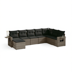 Set Divano da Giardino Grigio 6 Posti in Rattan, Arredamento da Esterno Resistente alle Intemperie, Design Contemporaneo - Product Image 1