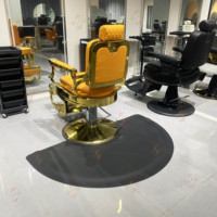 Tapis de salon semi-circulaire noir en gros pour coiffeur, salon de barbier, tapis anti-fatigue pour chaise de salon debout