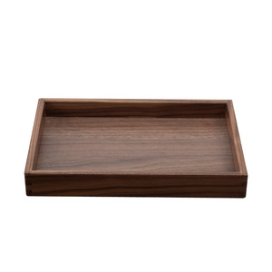 Walnut Wood <b>Storage</b> <b>Tray</b> Rectangle 30x20x4cm Solid Color For Home Coffee Table Organization - Product Image 3