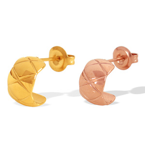 Moon Shape Geometric <b>Stud</b> Earrings In Gold Silver Rose Gold <b>Titanium</b> Steel For Unisex Fashion Jewelry - Product Image 5