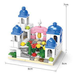 Mini Faro <span class=keywords><strong>de</strong></span> Santorini, <span class=keywords><strong>Castillo</strong></span> rosa, casa triangular, partículas pequeñas, juego <span class=keywords><strong>de</strong></span> bloques <span class=keywords><strong>de</strong></span> construcción MOC, juguete <span class=keywords><strong>de</strong></span> plástico al por mayor - Product Image 3