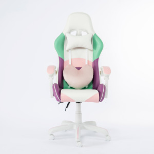 Chaise de bureau ergonomique en cuir PU ajustable en hauteur pour filles Chaise de jeu Racing PC rose - Product Image 5