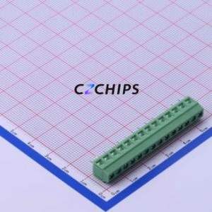 DB125-3.81-14P-GN Screw Terminal Block Through hole Component (THT),P=3.81mm Connector 1x14P 3.81mm Green Through Hole - Product Image 1