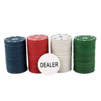 Ensemble de 100 jetons de poker en plastique avec étui de rangement, vente chaude, jetons en PP bon marché de 4 g avec bouton de croupier pour les jeux de divertissement au Texas