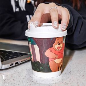 Vasos de Papel Desechables de Doble Pared con Revestimiento Grueso de 12 oz para Café, Leche y Té, con Tapas, para Uso Doméstico y Comercial - Product Image 4
