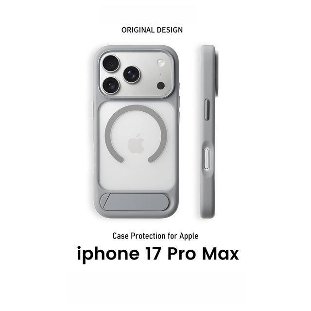 Matte Magnetic Phone Case with Hidden Foldable Kickstand, Hard Cover for iPhone 16/17 Pro Max