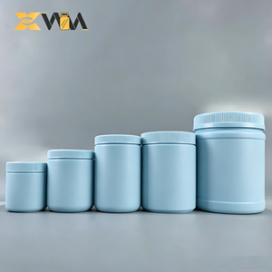 Frasco de Almacenamiento de Plástico Azul, Impresión Personalizada, Contenedor Redondo con Tapa de Rosca para Envasado de Suplementos Alimenticios en Polvo - Product Image 1