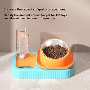 Novo design rosa moderno impermeável alimentadores automáticos aço inoxidável metal <span class=keywords><strong>pet</strong></span> tigela com garrafa de água