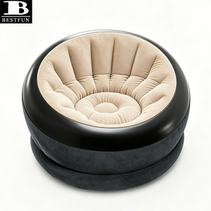 <span class=keywords><strong>Fauteuil</strong></span> <span class=keywords><strong>gonflable</strong></span> floqué haut de gamme, <span class=keywords><strong>fauteuil</strong></span> lounge rond Empire avec base imperméable pour la relaxation intérieure et extérieure - Product Image 5