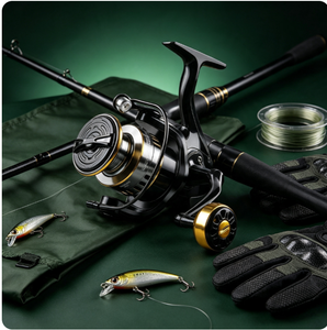 <span class=keywords><strong>Moulinet</strong></span> de pêche spinning et baitcasting entièrement métallique, gaucher, noir et or, résistant à l'eau salée, rapport de transfert 5.2:1, 140g, pour canne à pêche en mer et pêche aux leurres - Product Image 5