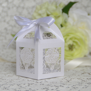 Scatole bomboniere personalizzate con taglio Laser per matrimonio <span class=keywords><strong>mongolfiera</strong></span> regalo regalo regalo, bomboniere, scatole regalo di nozze con nastro - Product Image 3