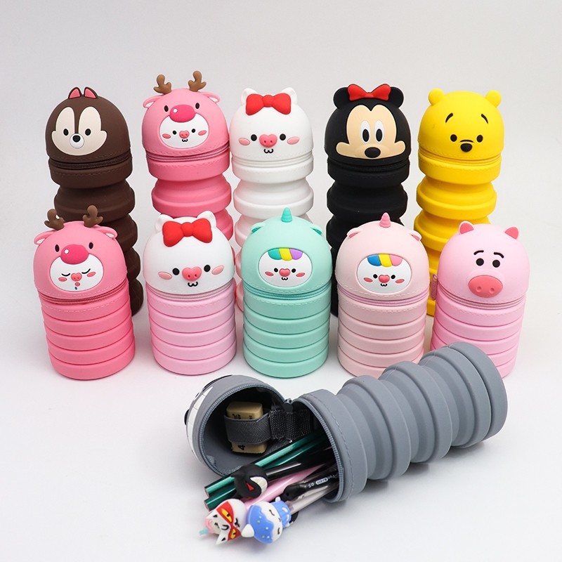 Пенал школьный силиконовый на молнии, милый чехол для карандашей и ручек, подходит для подростков