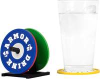Logo personnalisé direct d'usine multicolore caoutchouc maison hôtel Gym poids thé sous-verres 3D Miniature jouet haltère plaque tasse PVC sous-verre
